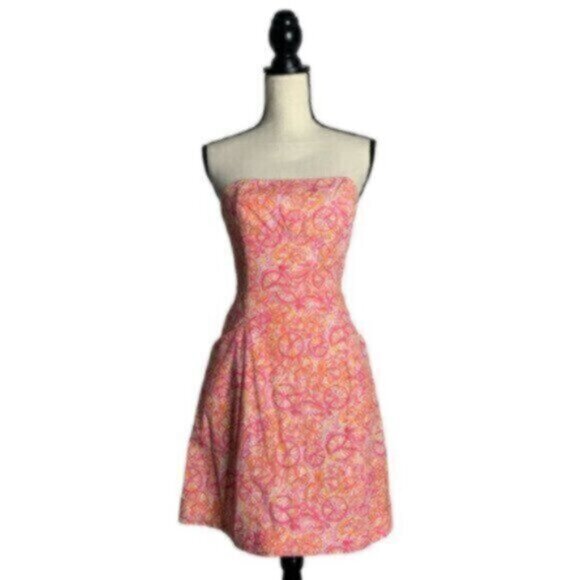 Lilly Pulitzer Delphina Orange & Pink Strapless Mini Dress - Picture 8 of 8